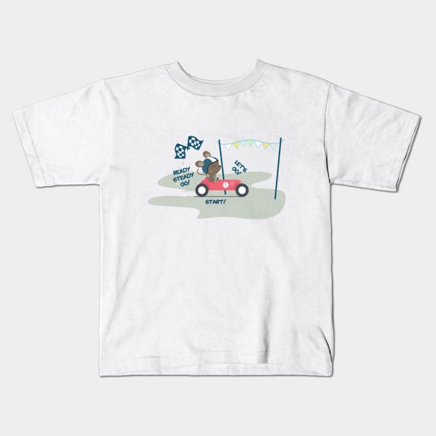 Ready to race mouse Kids T-Shirt by Arch4Design